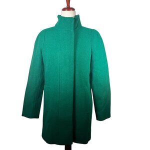 J.Crew Mercantile Wool Blend City Coat Womens Size 0 Green Funnel Zip Jacket